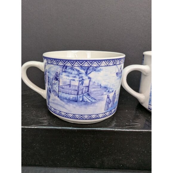 American Atelier At Home Asian Tonile 5025 Stoneware Flat Coffee Cup Lot of 2 - Picture 5 of 9